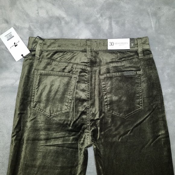 7 For All Mankind High Waist Velvet Ankle Skinny With Exposed Button Fly Pants - Picture 10 of 12